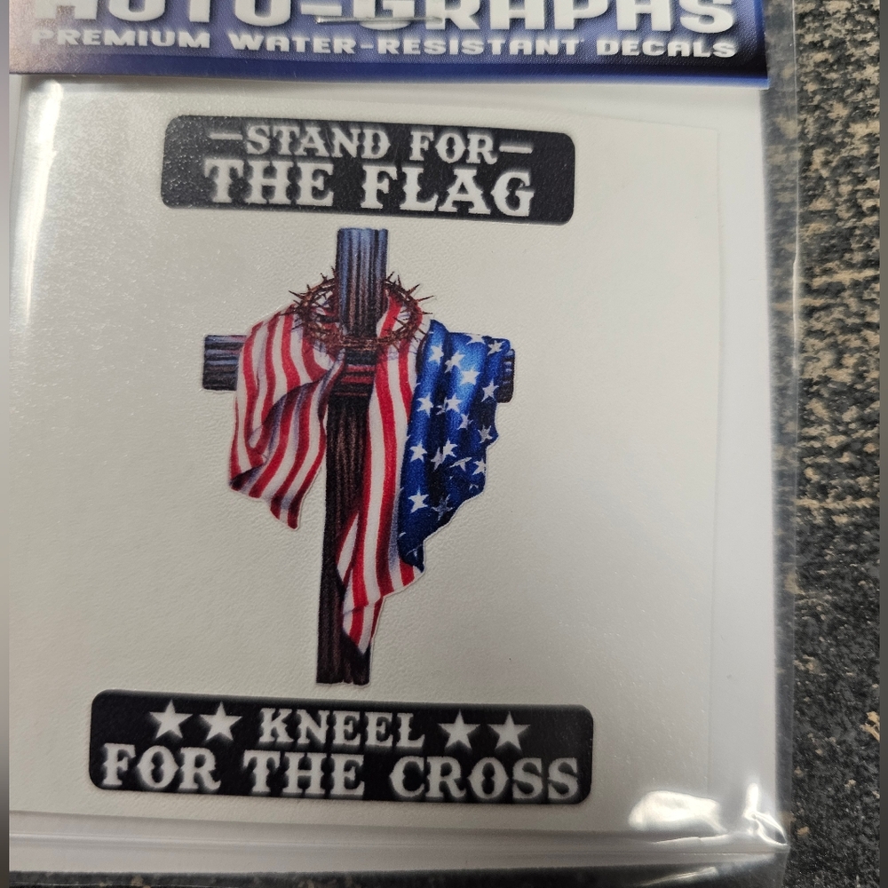 Patriotic Decal with Flag and Cross